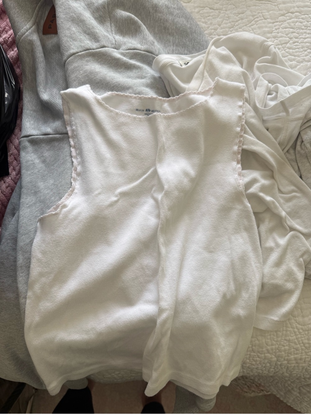 Brandy White Scallop Tank